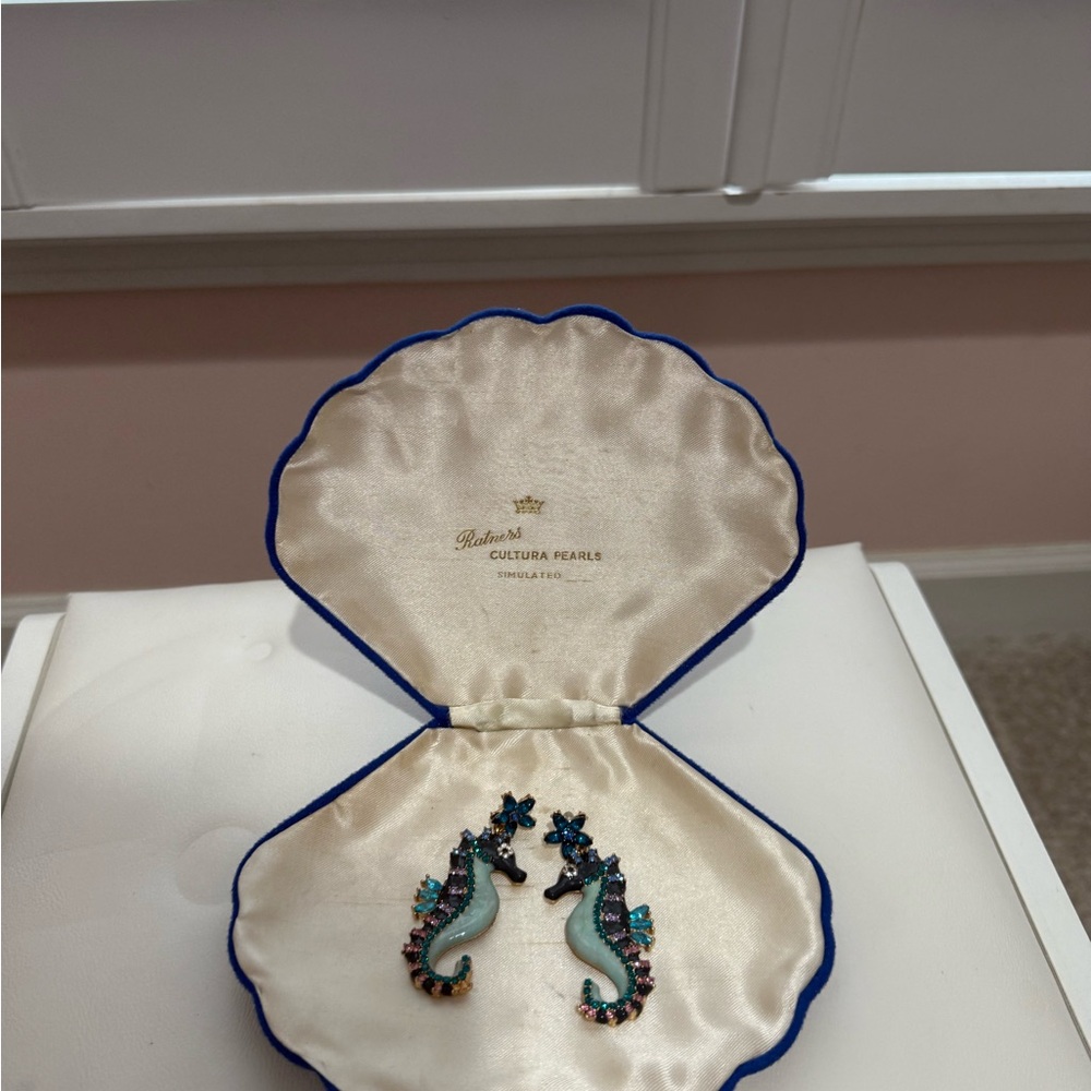 Seahorse Earrings - Blue and Green